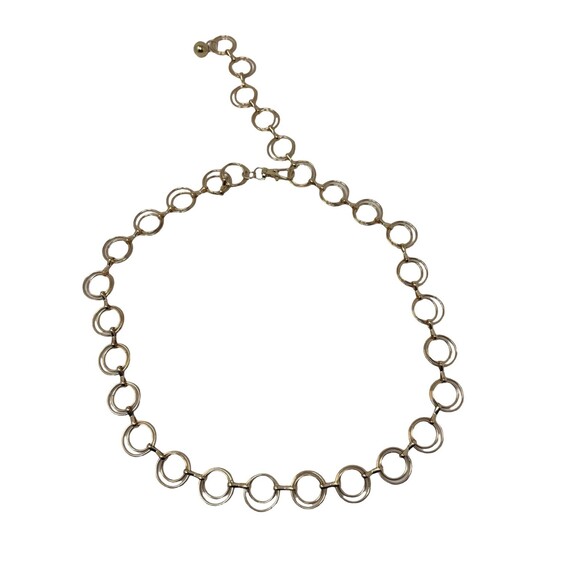 Vintage Gold Tone Double O-Ring Link Chain Belt Adjustable Orb Charm 39\